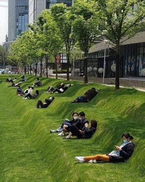 Lawn With Trees, Public Garden Architecture, Urban Landscape Design, Public Park, Parking Design, Public Garden, City Landscape, Lunch Break, City Design