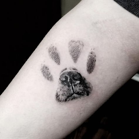 Dog Nose And Paw Print Tattoo, Tattoo Ideas Puppy Paws, Creative Dog Paw Tattoo, Dog Face In Paw Print Tattoo, Unique Paw Print Tattoo Dogs, Nose Tattoo, Dog Nose Print, O Tattoo, Dog Paw Tattoo