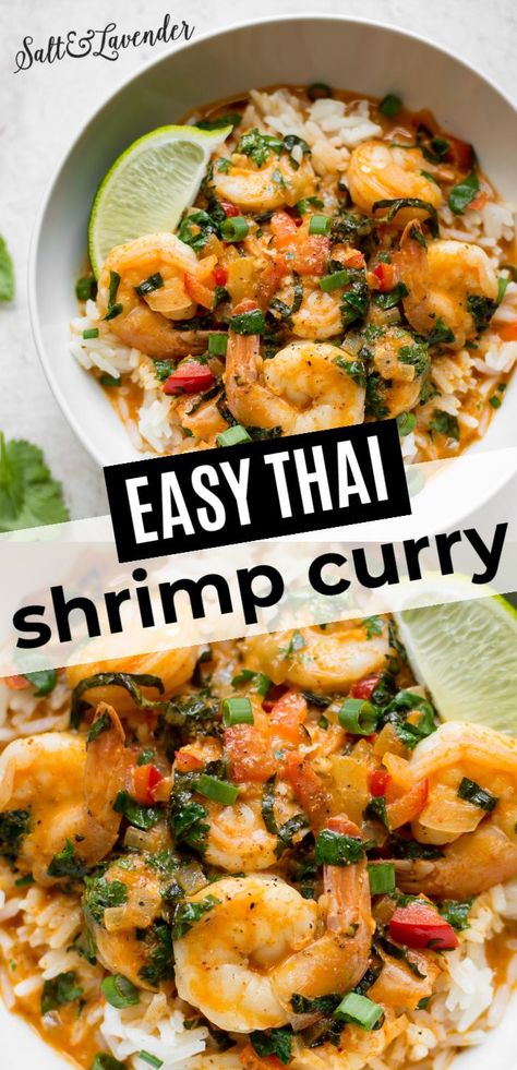 Shrimp Curry Recipe Healthy, Shrimps Curry Thai, Easy Thai Shrimp Curry, Thai Curry Meal Prep, Thai Red Prawn Curry Recipe, Thai Green Curry Shrimp, Curry Prawns Recipes Coconut Milk, Shrimp Panang Curry Recipe, Prawn Curry Recipe Easy