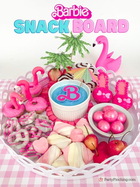 Barbie snack board, Barbie movie snacks, Barbie charcuterie board, Barbie treats snacks sweets cupcakes, Barbie pool float, Barbie flamingo donuts, Barbie pretzels, Barbie flamingo, Barbie pool dip, Barbie marshmallows, Barbie theme party ideas, Barbie movie night Barbie Birthday Snack Ideas, Charcuterie Board Barbie, Barbie Movie Food Recipes, Barbie Pretzels, Barbie Charcuterie Board Ideas, Barbie Pool Party Food, Barbie Snack Board, Barbie Movie Night Food, Barbie Movie Snacks