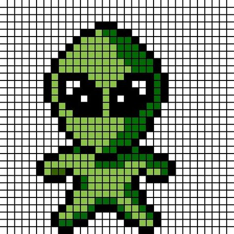 Alien Pixel Art, Art Pixel, Pixel Art Pattern, Hama Beads, Perler Beads, Aliens, Pattern Art, Pixel Art, Craft Projects