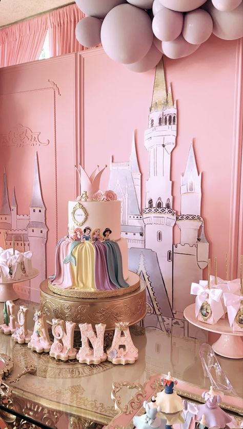 1st Birthday Party Ideas Princess, Classic Princess Birthday Party, Enchanted Princess Party, 1st Birthday Girl Princess Theme, Boho Princess Party, Disney Princess Party Decor, Disney Castle Birthday Party, Princess First Birthday Party Ideas, 3rd Birthday Princess Party