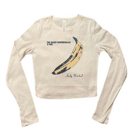 the velvet underground and nico long sleeve from my... - Depop 90s Inspired Long Sleeve Graphic Top, Nico Velvet Underground Style, Nico The Velvet Underground, 90s Long Sleeve Tops With Logo Print, 90s Long Sleeve Graphic T-shirt, The Velvet Underground Shirt, The Velvet Underground & Nico, T Shirt Diy, Long Sleeve Tops