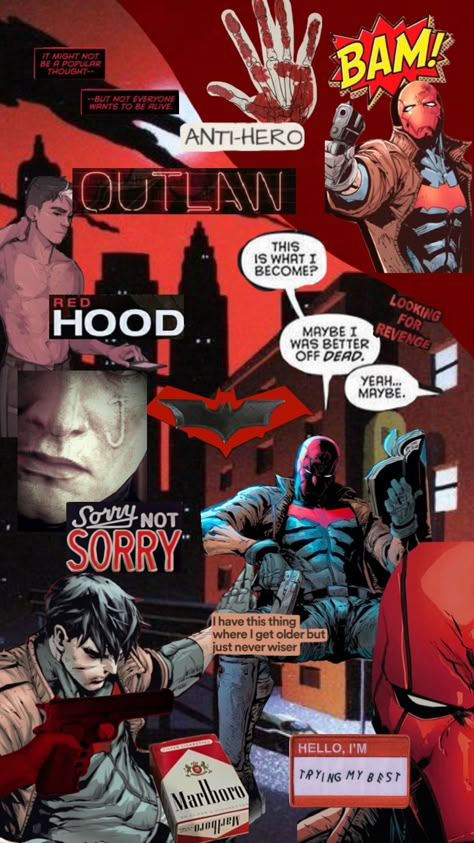 #redhood #dc #dccomics #red #jasontodd #robin #vigilante Jason Todd Collage, Nightwing Wallpaper, Batman Wallpapers, Comic Book Wallpaper, Red Hood Dc, Phone Paper, Jason Todd Robin, Better Off Dead, Taylor Swif