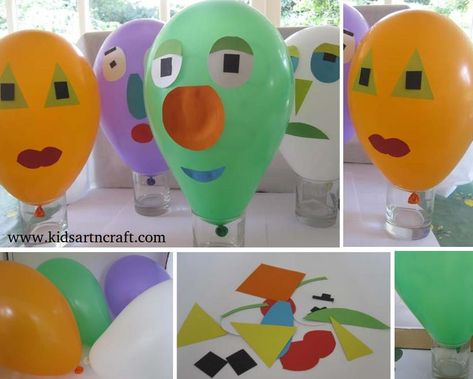 Funny Balloon Faces Craft for kids Balloon Parade Ideas For School, Ballon Activities, Crafts With Balloons, Balloon Crafts Preschool, Ballon Crafts, Paper Plate Hats, Balloon Face, Hot Air Balloon Craft, Storytime Ideas