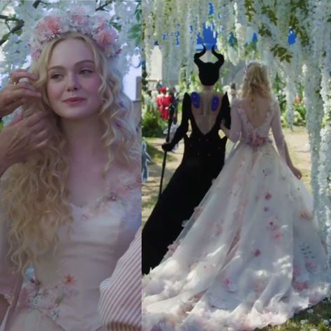 Elle Fanning Aurora Wedding Dress, Elle Fanning In Maleficent, Elle Fanning Aurora Dresses, Malificent Wedding Dress, Aurora Wedding Dress Maleficent, Sleeping Beauty Wedding Dress, Aurora And Phillip, Aurora Wedding Dress, Sleeping Beauty Wedding