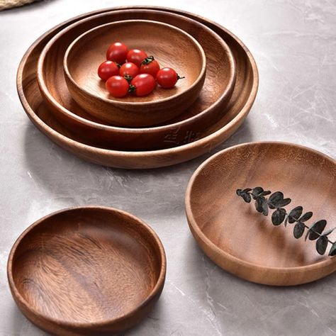 Wooden Pallet Creativity Round Western Dishes Multifunctional Storage Plate Tea Tray Household Kitchen Supplie Gerobak Dorong, Round Wooden Tray, Western Dishes, Wooden Dishes, Multifunctional Storage, Snack Tray, Wooden Plates, Tea Tray, Fruit Plate