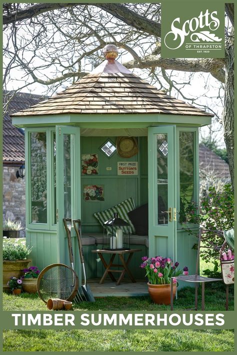 Summer Houses Uk, Small Summer House, Corner Summer House, Summer House Garden, Modern Small House Design, Garden Gazebo, Shed Design, Garden Buildings, Small Garden Design