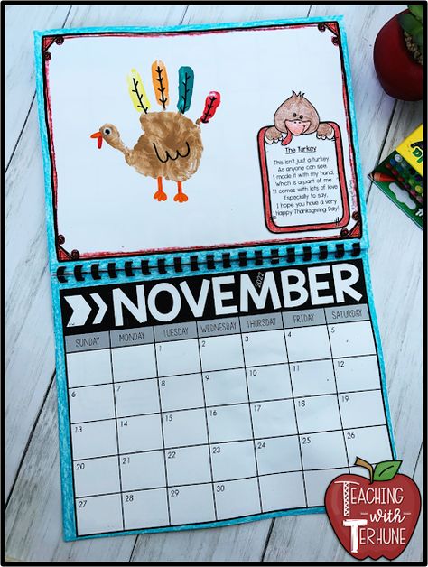 Handprint Calendar – Student Made Calendar for a Parent Christmas Gift Diy Calander Making, Handprint Calendar Preschool, Gifts From Students To Parents, Parent Christmas Gifts, Homemade Calendar, Preschool Christmas Gifts, Handprint Calendar, Preschool Calendar, Students Christmas