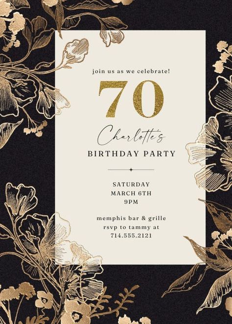 Birthday Invitation Design, 70 Birthday, 70th Birthday Invitations, Butterfly Birthday Cards, Template Birthday, Greetings Island, 70th Birthday Parties, Family Cards, Butterfly Birthday