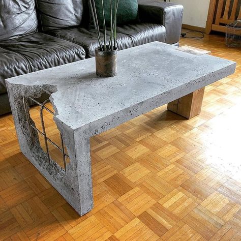 Diy Concrete Coffee Table, Meja Industrial, Ship Ideas, Desain Pantry, Coffee Table Top, Concrete Coffee Table, Concrete Furniture, Concrete Table, Diy Concrete