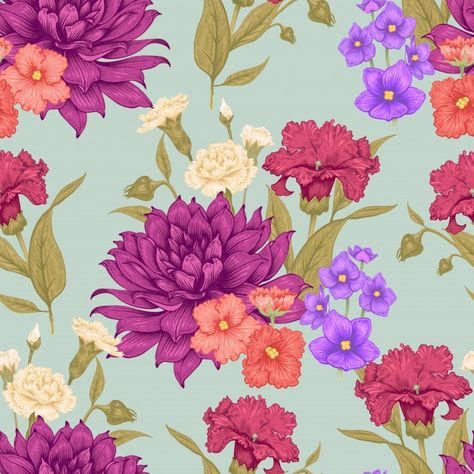 Flowers Template, Textile Pattern Design, Art Deco Wallpaper, Floral Printables, Vector Flowers, Vector Art Illustration, Seamless Background, Floral Illustrations, Textile Patterns