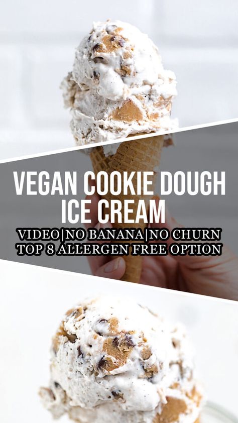 Dairy Replacements, Vegan Cookie Dough Ice Cream, Vegan Ice Cream Recipe, Healthy Ice Cream Recipes, Vegan Cookie, Vegan Cookie Dough, Vegan Baked, Cookie Dough Ice Cream, Dairy Free Ice Cream