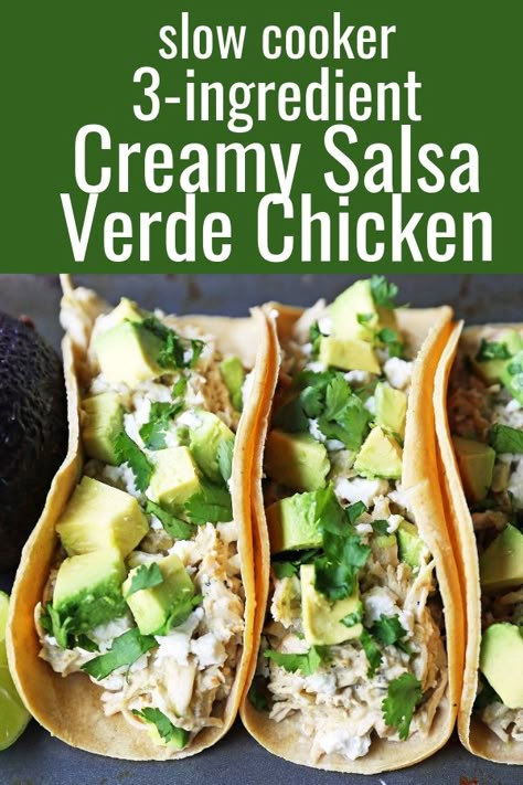 Crockpot Chicken Salsa Tacos, Tomatillo Chicken Crockpot, Chili Verde Chicken Tacos, Salsa Verde Crockpot, Salsa Verde Chicken With Cream Cheese, Salsa Verde Cream Cheese Chicken, Rotisserie Chicken Salsa Verde, Creamy Salsa Verde Chicken Crockpot, Chicken Salsa Verde Crockpot