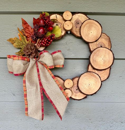 Wood Slice Wreath Fall Wreath Red Acorn Wreath Farmhouse Fall Wreath Cottagecore Rustic Autumn Wreath Pine Wood Slice Wreath - Etsy Orange Slice Wreaths For Front Door, Cottagecore Modern, Acorn Wreath, Wood Slice Decor, Fall Cottagecore, Farmhouse Fall Wreath, Farmhouse Cabin, Cottagecore Farmhouse, Wood Wreath