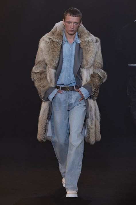 Rhude Men's Fall 2024 [PHOTOS] Mens Runway Fashion 2024, Men Style Winter Outfits, Fur Outfit Men, Fur Coat Outfit Men, Men Fur Coat, Rockstar Cowboy, Different Styles For Men, Men In Fur Coats, Coquette Boy