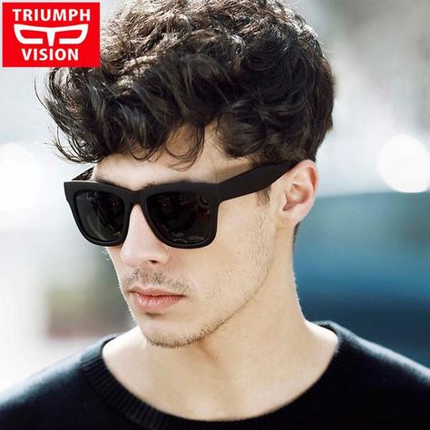 FuzWeb:TRIUMPH VISION Male Polarized Sunglasses Men Black Square Shades UV400 Polaroid For Men Cool Oculos Lunette Black Studded Leather Jacket, Best Mens Sunglasses, Men Fashion Vintage, Goggle Sunglasses, Sunglasses Men Vintage, Goggles For Men, Glasses For Men, Cheap Sunglasses, Sunglasses Men