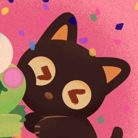 Choco Cat, Matching Icons, Black Cat, Pink, Black