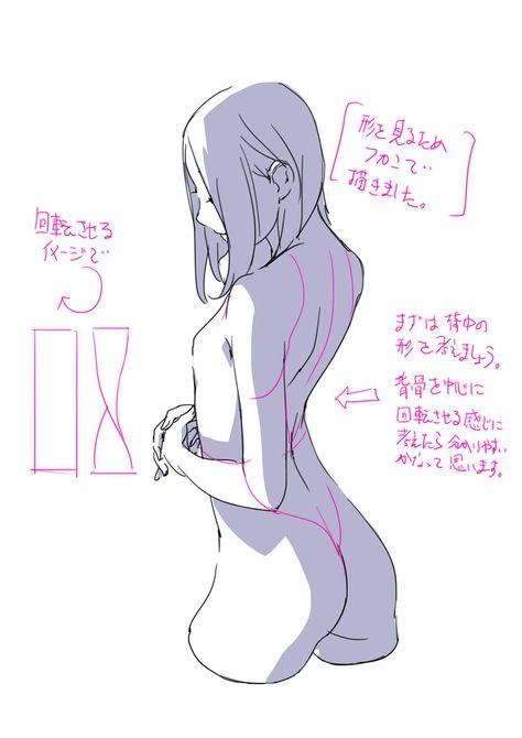 Turned Back Reference, Back Drawing Reference Female, Back Profile Drawing, Back Reference Female, Surgery Drawing, Neet Study, Back Poses, Back Anatomy, Breast Anatomy