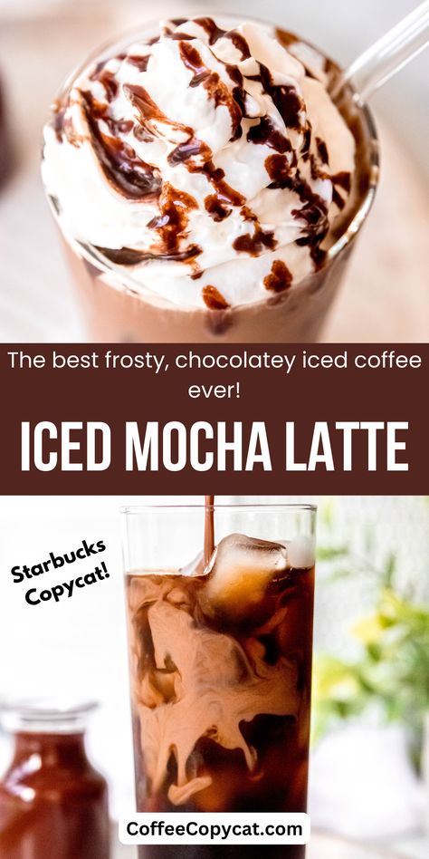 Iced Mocha Latte Recipe, Mocha Syrup, Iced Mocha Recipe, Mocha Coffee Recipe, Iced Mocha Coffee, Mocha Latte Recipe, Nespresso Recipes, Cold Brew Coffee Recipe, Coffee Recipes Starbucks