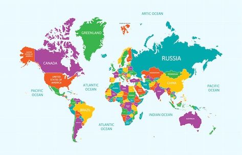 World map with country name | Premium Vector #Freepik #vector #country-map #north-america #world-map #worldmap Cold Architecture, World Map With Country Names, World Map With Pins, Color World Map, World Map With Countries, Global Map, About World, 3d Pictures, Country Names