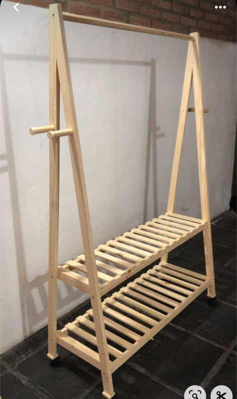 Diy Wood Clothing Rack Display, رگال لباس, Wooden Clothing Rack, Wood Clothes Rack, Wood Clothing Rack, Wooden Clothes Rack, Wooden Wardrobe Design, Diy Clothes Rack, Easy Room Decor