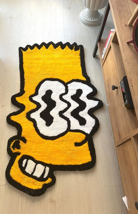 Bart S. Tufted Rug Tufting Fluffy Custom Rug - Etsy Rug Tufting, Bear Rug, Etsy Business, Hand Tufted Rugs, Tufted Rug, Etsy Items, Custom Rugs, Bart Simpson, Acrylic Yarn