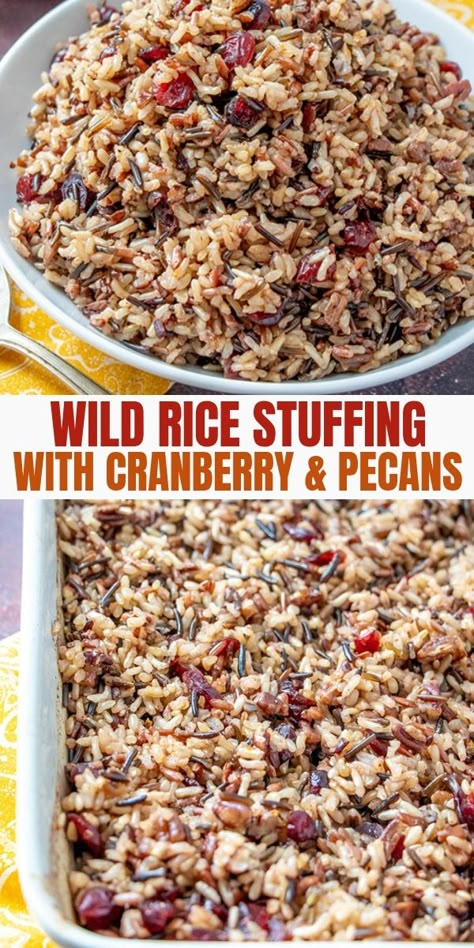 Pecan Rice, Wild Rice Stuffing, Thanksgiving Sidedish, Rice Stuffing, Turkey Stuffing, Cranberry Recipes, Stuffing Recipes, Thanksgiving Celebration, Thanksgiving Sides