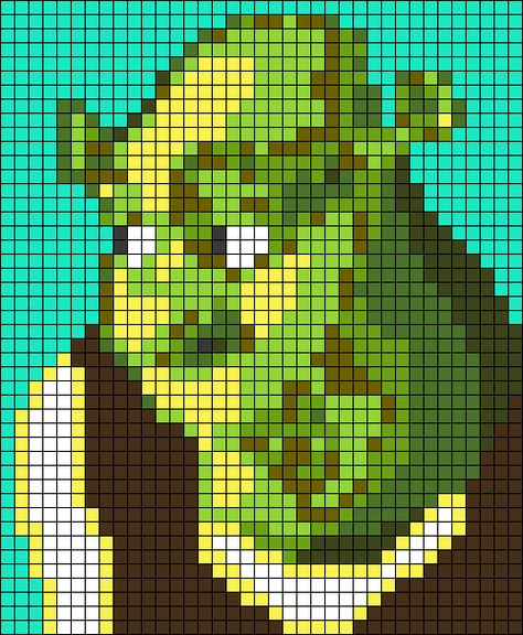 Shrek Bracelet Pattern, Grid Pattern Art, Shrek Pixel Art, Shrek Alpha Pattern, Shrek Cross Stitch Pattern, Aesthetic Alpha Patterns, Alpha Graph, Alpha Patterns Funny, Big Pixel Art