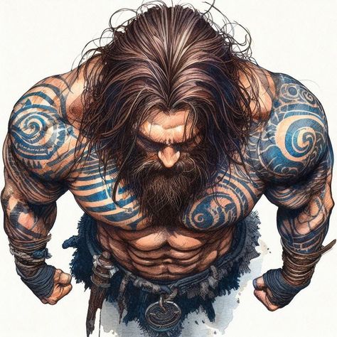 Barbarian Tattoo, Beard Cartoon, Arte Viking, Viking Character, Character Inspiration Male, Mythology Art, Batman Art, Viking Warrior, Fantasy Concept Art