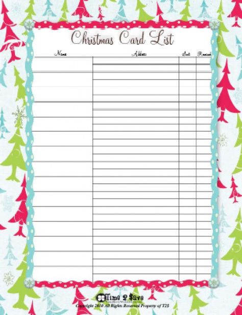 Christmas card list Printable Christmas List, Christmas List Printable, Christmas Card List, Free Printable Christmas Cards, Christmas List Ideas, Send Christmas Cards, Christmas Coloring Books, Christmas Gift List, Christmas Planner