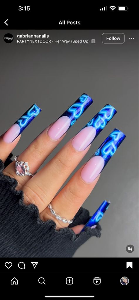 #neon #nails #bluenails #longnails Blue Neon Nails, Neon Sign Nails, Neon Blue Nails, Spring Break Nails, Broken Nails, Blue Neon, Neon Nails, Neon Blue, Blue Nails