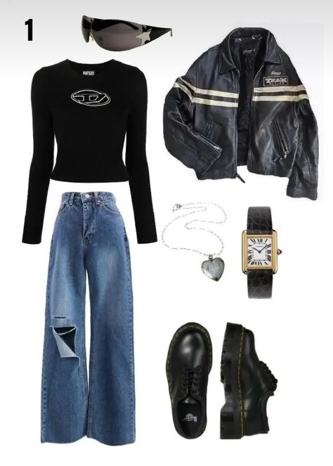 Rock N Roll Style Women Outfits, 2000s Fashion Rock, Rockstar Girlfriend Aesthetic Outfits School, Rockstar Girlfriend Outfit Casual, Rockstar Outfits Aesthetic, Rockstar Girlfriend Aesthetic Outfits Winter, Rockstar Inspired Outfit, Ac/dc Outfit, Måneskin Concert Outfit Ideas