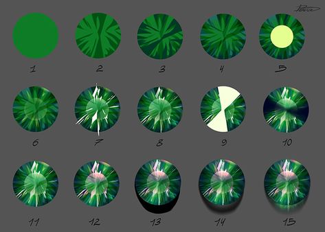 Green Gemstone by Develv on DeviantArt Gem Tutorial Drawing, How To Color Crystals Digital, How To Draw Crystals Digital, How To Paint Gemstones, How To Color Gems, How To Paint Crystals, Gem Drawing Tutorials, How To Draw Gemstones, How To Draw Gems