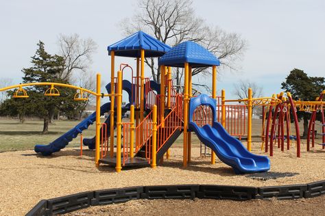 Mustang Elementary School- For the full project portfolio information, click on the image! Playground Photography, Elementary School Playground, Playground Structures, Project Portfolio, School Playground, Public School, Elementary School, Childcare, Park Slide