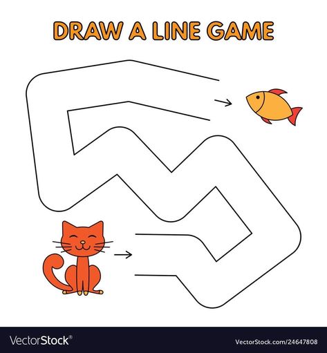 Cat Games For Kids, Logic Games For Kids, Cat Draw, Education Cartoon, Cartoon Cat Drawing, Farm Preschool, Preschool Tracing, Cat Game, Mazes For Kids