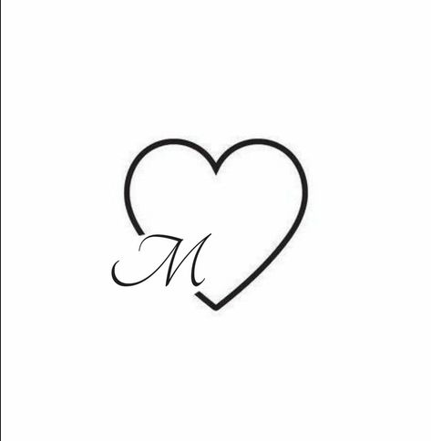 M K Tattoo Letter, Letter M With Heart, M And M Tattoo, Tatoos Behind The Ear, M Initial Tattoo, Letter M Tattoo Ideas, M Letter Tattoo, M Tattoo Letter, Letter M Tattoo