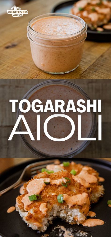 Togarashi Aioli Miso Aioli Recipe, Togarashi Sauce, Aioli Recipes, Recipes For Big Families, Homemade Mayo Recipe, Spicy Aioli, Easy Finger Foods, Vegetarian Meat, Homemade Tartar Sauce