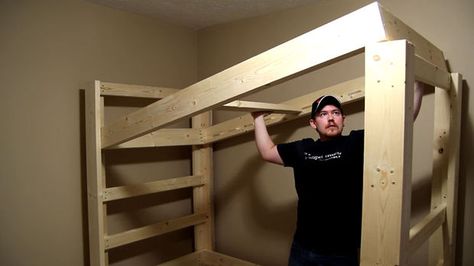 Easy and Strong 2x4 & 2x6 Bunk Bed Build A Bunk Bed, Bunk Beds For Girls Room, Bunk Bed Plan, Build A Loft Bed, Bunk Bed Rooms, Custom Bunk Beds, Bunk Bed Plans, Beds For Small Rooms, Loft Bed Plans