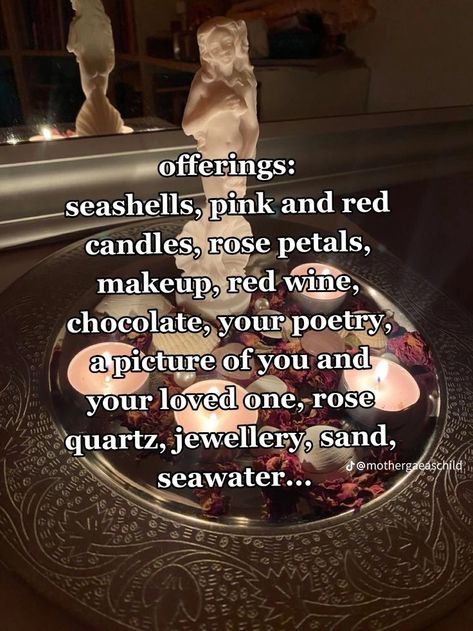 Aphrodite Candle Offering, Which Core Aesthetic, Venus Witchcraft, Aphrodite Altar Ideas, Aphrodite Altar, Deity Work, Lady Aphrodite, Aphrodite Cabin, Cabin 10