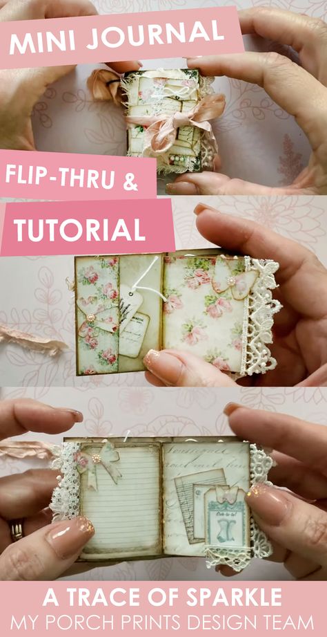 Miniature Junk Journal, Handmade Journals Diy How To Make, Mini Junk Journal Tutorial, Mini Junk Journal Ideas, My Porch Prints Tutorials, Mini Journal Diy, Mini Junk Journals, Mini Journal Ideas, Junk Journal Tutorials