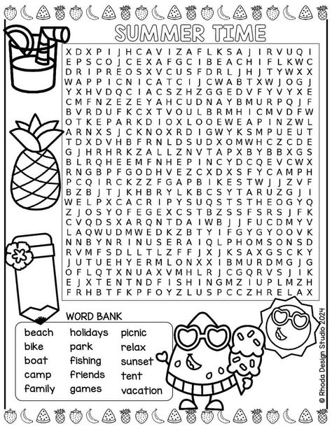 Free Summer Word Search Worksheets: A Fun Learning Adventure Summer Word Search, Summer Words, Word Searches, Free Summer, Summer Diy, Fun Learning, Summer Time, Word Search