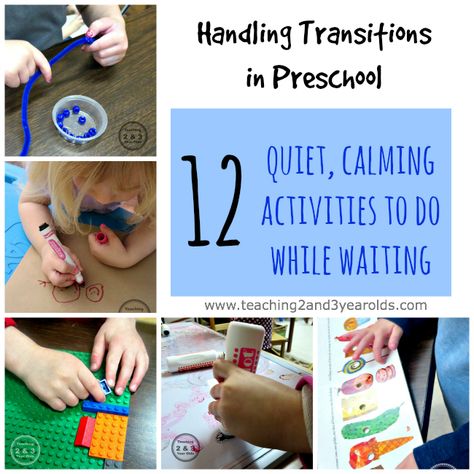 Preschool Transitions: 12 Calm Activities While Waiting from Teaching 2 and 3 Year Olds Preschool Transitions, Transition Activities, Quiet Activities, Preschool Class, Calming Activities, Toddlers And Preschoolers, Teaching Preschool, Homeschool Preschool, Preschool Teacher