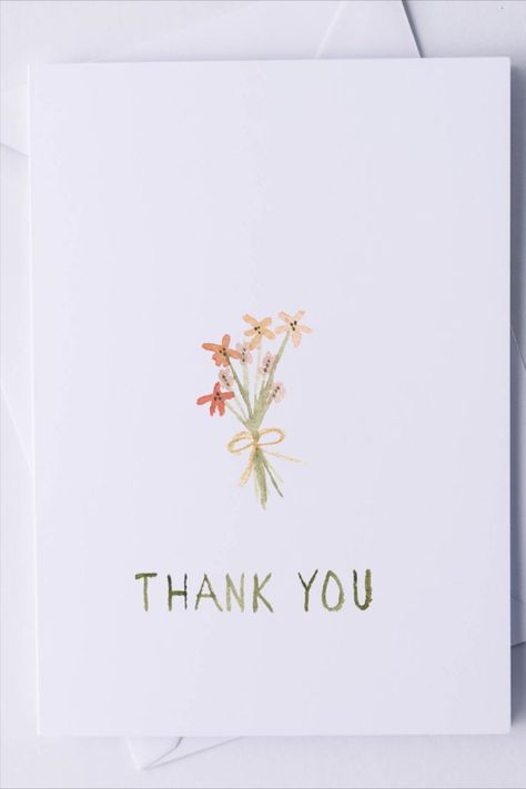 Easy Diy Thank You Cards Handmade Simple, Fall Thank You Cards Diy, Thank You Card Homemade Cute Ideas, Diy Card Thank You, Watercolor Cards Thank You, Easy Watercolor Thank You Cards, Cards Thank You, Simple Thank You Cards Handmade, Watercolor Greeting Card Ideas