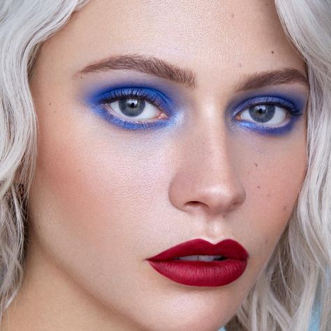 Sara Hill ▹ Makeup Artist on Instagram: “Last of the colour clash ⚡️series! I love all these images so much! thanks to @sarahbrownphoto and her magic photography talent and also…” Blue And Red Makeup, Bacon Balls, Light Blue Eyeshadow, Shrimp And Chorizo, Red Eyeshadow Look, Slow Cooker Buffalo Chicken, Blue Eyeshadow Makeup, Red Makeup Looks, Blue Eyeshadow Looks