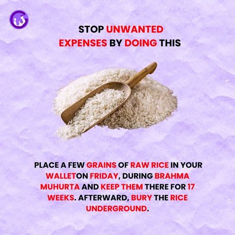 Stop Unwanted Expenses: Try this remedy! 🌾💰 . . . Note:- Don't do this after 7pm #astrologers #astrology #remedy #expanses #money #brahma #muhurat #rice #rawrice #trending #trendingpost #sanatandharma Spiritual Remedies, Vaastu Shastra, Vastu House, Good Luck Spells, Tips For Happy Life, Jyotish Astrology, Healing Practices, Astrology Remedy, Exam Success