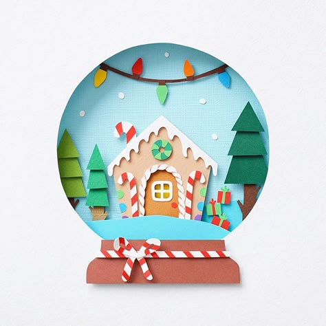 Christmas Dessert House, Cutout Art, 달력 디자인, Cut Out Art, Paper Cutout Art, 3d Paper Art, Layered Art, Paper Mache Sculpture, Paper Work