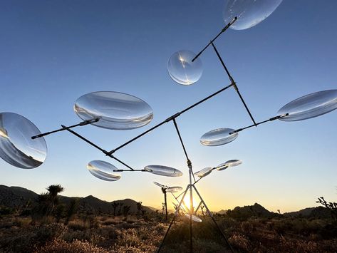 vincent leroy’s optical lens mobile takes flight above joshua tree Joshua Tree Desert, Reading Art, Artistic Installation, Kinetic Art, Kinetic Sculpture, California National Parks, Steel Sculpture, Joshua Tree National Park, Art Installation