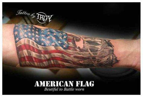 Flag tat. .. Flag Tattoos For Men, Compass Tattoos Arm, American Flag Sleeve Tattoo, American Flag Tattoos, Ripped Skin Tattoo, Flag Tattoos, Patriotic Tattoos, Eagle American Flag, Army Tattoos