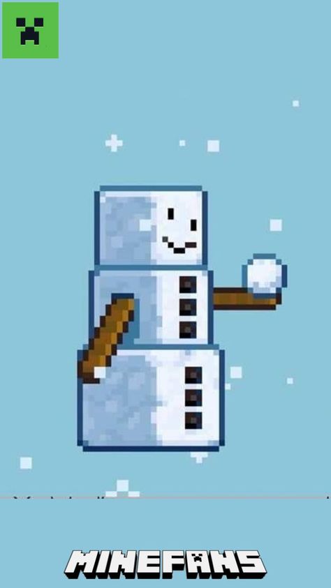 A cute Minecraft background Created by fans Snowman Minecraft, Minecraft Snowman, Minecraft Blocks, Minecraft Mobs, 3d Perler Bead, Notebook Ideas, Minecraft Pixel Art, Winter Wallpaper, Cute Snowman